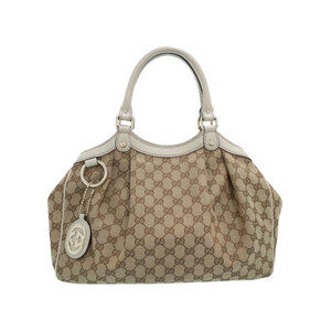 Gucci Sukey Tote bag GG monogram canvas leather trim White